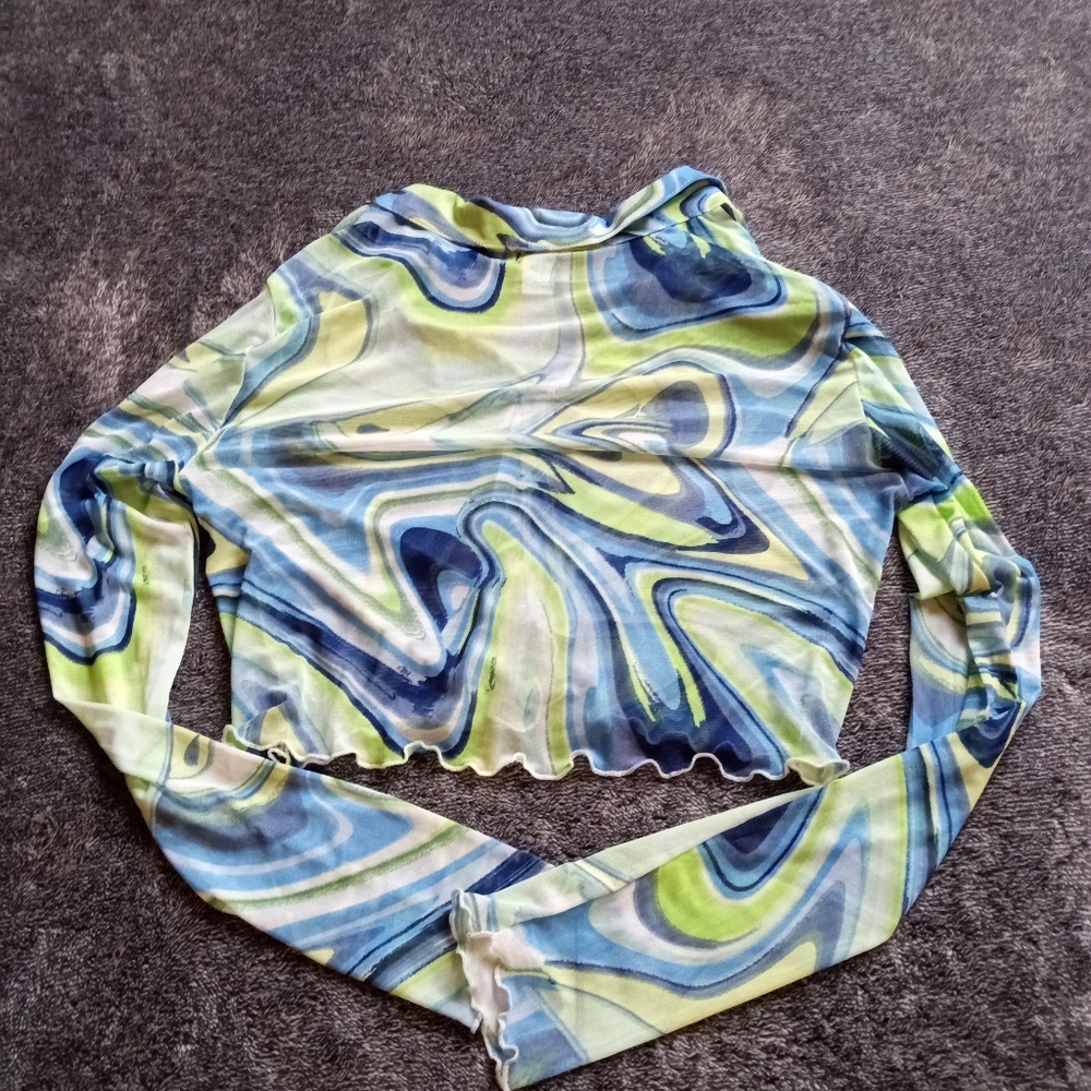 Rue 21 sheer mesh single button topper - Picture 5 of 5
